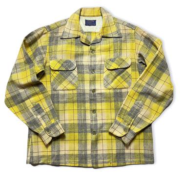 Vintage 1950s/1960s PENDLETON Wool Flannel Board Shirt ~ M ~ Plaid ~ Loop Collar 