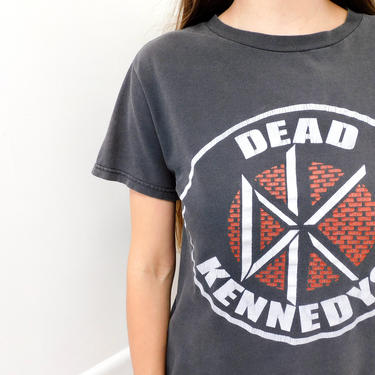 Dead Kennedys Tee // vintage punk rock cotton shirt boho t shirt t-shirt distressed black faded band // S/M 