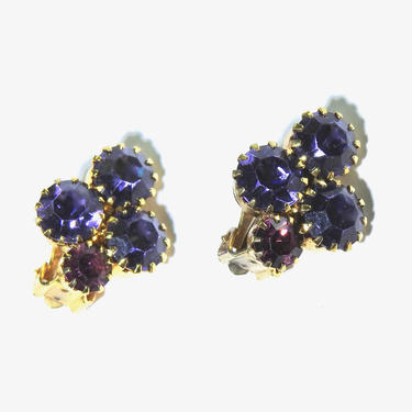 1960s Purple Rhinestone Earrings 