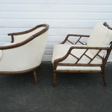Hollywood Regency Faux Bamboo His and Hers Side Chairs 1902