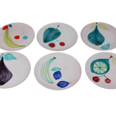 Set 6 Swiss Mid-Century Modern Rabiusla Schneider Studio Pottery Plates 