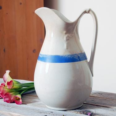 Antique English ironstone water jug / 1900s ironstone pitcher / white farmhouse decor / rustic farmhouse kitchen / English country cottage 