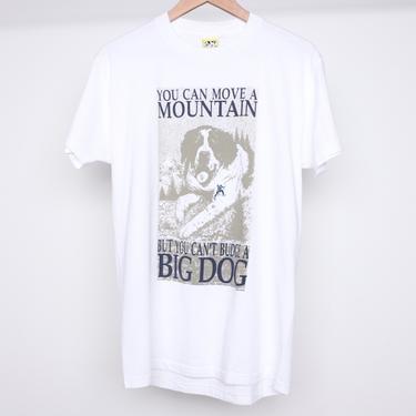 vintage 90s BIG DOGS y2k white & grey &quot;Can't Budge A Big Dog&quot; rock climbing vintage 90s t-shirt -- size medium 