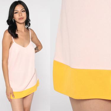 60s Micro Mini Dress Cole Of California Pink Sun Dress Tank Top Spaghetti Strap Summer Shirt Vintage 1960s Plain Sleeveless Small Petite 