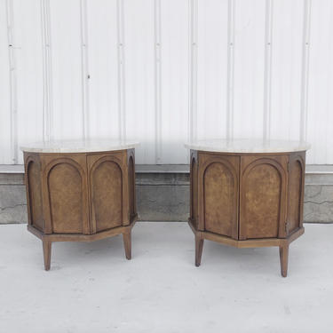 Mid-Century Marble Top Nightstands by Thomasville 