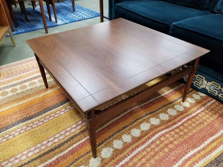                   Mid-Century Modern walnut square coffee table