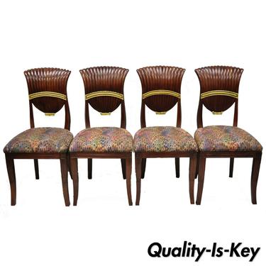 Set of Four French Neoclassical Style Mahogany Shell Fan Back Dining Room Chairs
