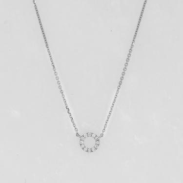 Petite Compass Diamond Necklace in White Gold
