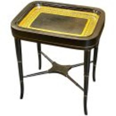 19th Century Regency Style English Paper Mache Tray Table
