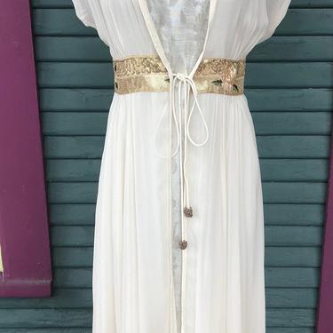 Vintage 80s/90s Stunning Ivory  2-Piece Dreamy Goddess Dress and Duster    M/L April Cornell Cottagecore 