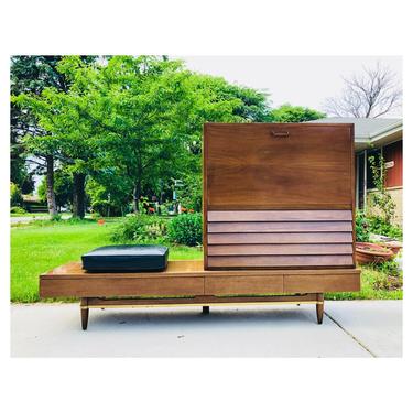 (SOLD) Mid Century Modern American of Martinsville DANIA Modular Bench w/Desk Cabinet