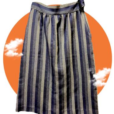 Blue Striped Midi Skirt