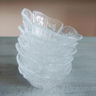 Set of 6 Clear Glass Pedal/Flower Bowls - Vintage Wedding 
