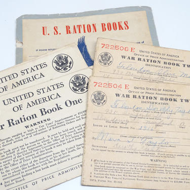 4 War Ration Books One and Two, 1940's WWII Office of Price Administration, Paper Ephemere, World War 2 