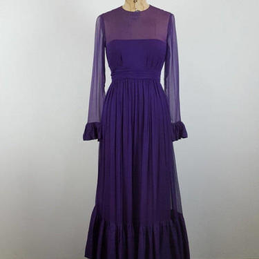 oh valentinoe | vintage 60s silk dress | vtg 1960s chiffon maxi dress | maxidress | cocktail / party | small/s | Showcase 