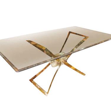 Lucite Butterfly Base with Beveled Glass Top Dining Table