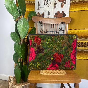 Vintage 60s/70s Floral Fabric Suitcase 