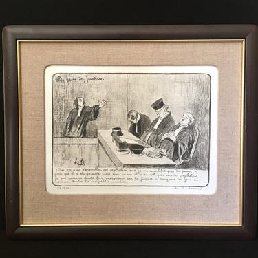 Antique Honore Daumier Pencil Signed Lithograph  3 Sleeping Judges (Ou on Veut...) 154/500 Framed 1850s Les Gens de Justice Free Shipping by JigsandLarry