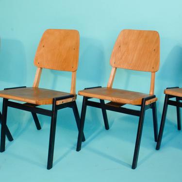 Set of 4 Rare Zwager Stoelen Danish Stacking Chairs Mid Century Modern 