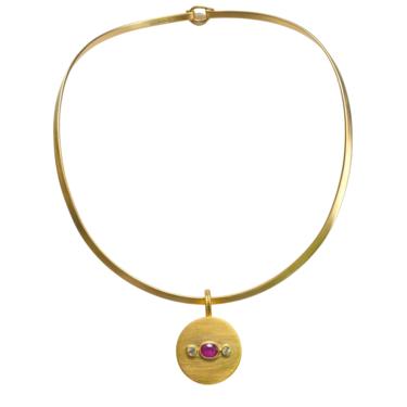 Ruby Disc Collar Necklace