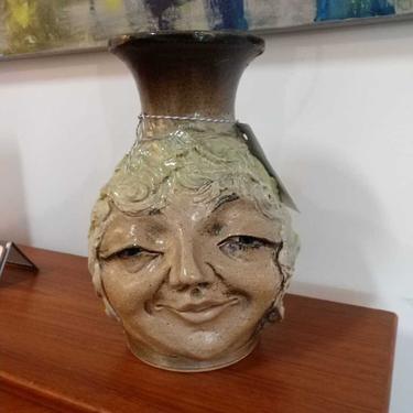 Ed Klimek Face Pottery Vase