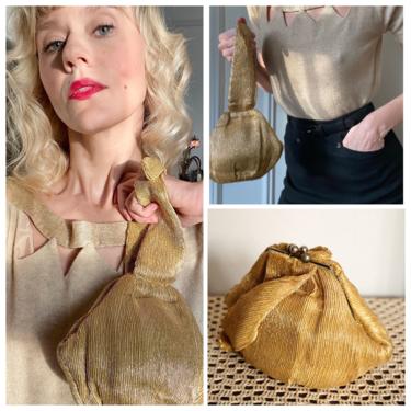 1940s Purse // Gold Metallic Formal Purse // vintage 40s handbag 