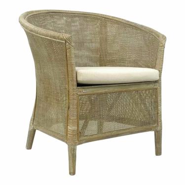 Organic Modern Rattan Barrel Back Lounge Chair