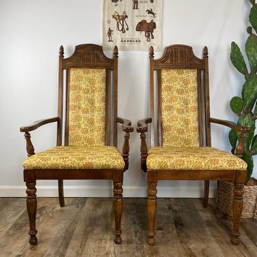 Set of 2 Vintage 1970s “Throne” Style Arm Chairs 
