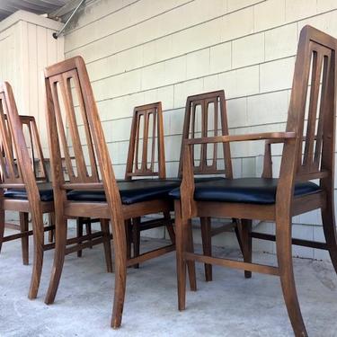 Set of Six Midcentury Highback Dining Chairs