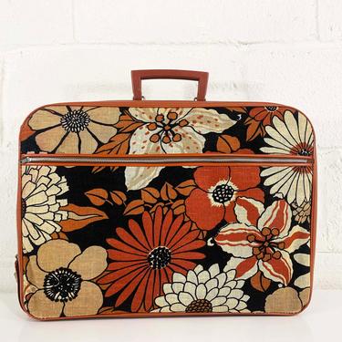 Vintage Small Flower Power Suitcase Rainbow Floral Case Make Up Bag Makeup Overnight Bag Luggage Travel 1950s Japan 1960s Mod Kitsch Kawaii 