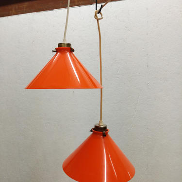 Pair of Vintage Danish Modern Hanging Pendant Lamps 