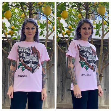 Vintage 1988 Pink Tee with Racoon Graphic 