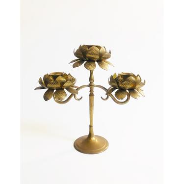 Mid Century Feldman Lighting Brass Lotus Candelabra 