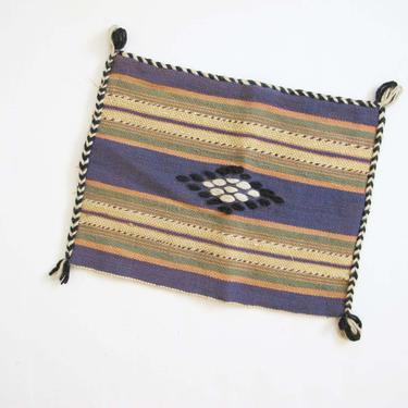 Vintage 1940s New Mexico Wool Throw Pillow Cover 16x12.5 - Southwestern Souvenir Striped Pillow Case - Southwest Boho Home Decor 