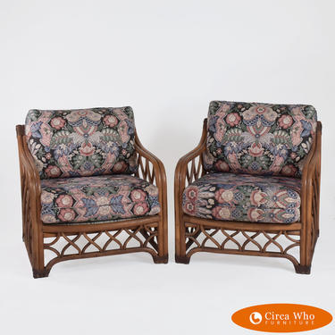 Pair of Rattan Brown Jordan Lounge Chairs
