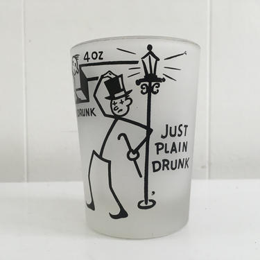 Vintage Hazel Atlas Shot Glass Bar Tray Joke Gag Gift Drunk Home Decor MCM 1950s Drinking Barware Den Mantique Father's Day Just Plain Drunk 