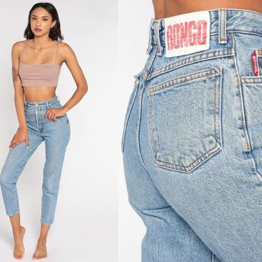 90s Bongo Jeans 25 -- 90s Mom Jeans High Waisted Skinny Jeans 80s Denim Tapered Pants Blue Slim Vintage Extra Small xs 2-02 cut 84292 