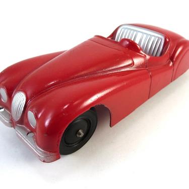 Vintage IRVIN Red Jaguar XK120 Diecast Car Toy Metal Die Cast Red Silver XK 120 Convertible 