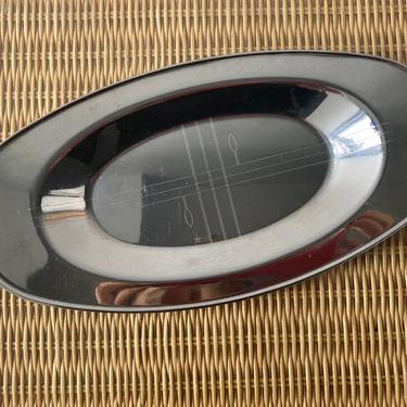 Mid Century Modern Oval Tray Stainless Steel 