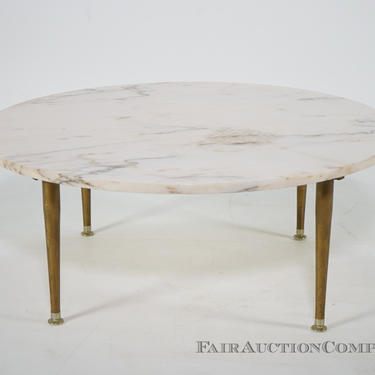 Belgian Modernist Marble Coffee Table Brass Legs