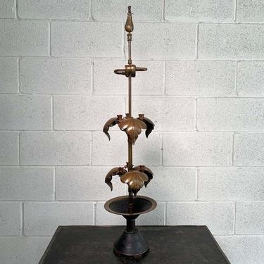 Arts &amp; Crafts Brass Rose Stem Table Lamp