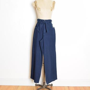 vintage 90s pants high waisted sack waist dark blue jeans trousers wide leg S clothing 