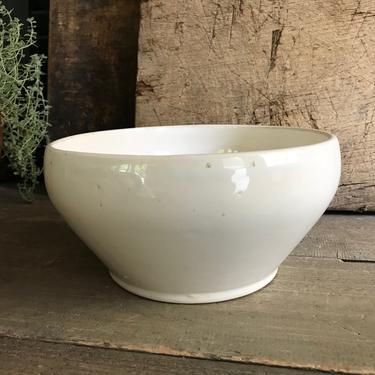 French Ironstone Mixing Bowl, White, Butter Cream Bowl, Rustic Pottery, French Farmhouse 