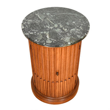 Green Italian Marble Accent Table with Storage