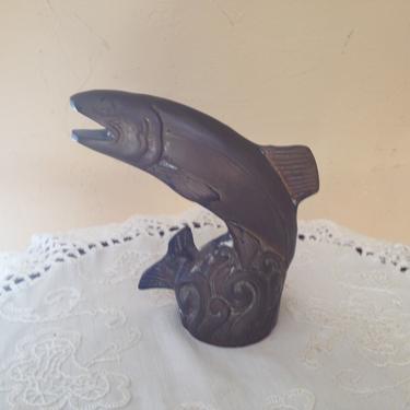 Vintage Solid Brass Fish Breaching out of the Water- Nautical Decor Wonderful Condition 
