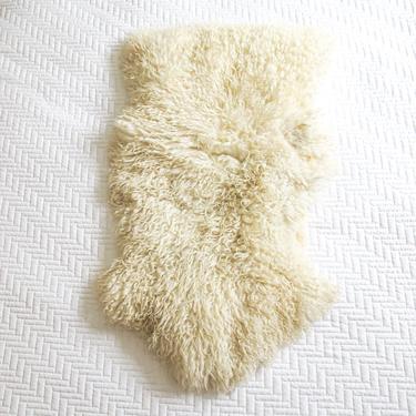 Vintage Small  Sheep Skin Area Rug - White and Fluffy 