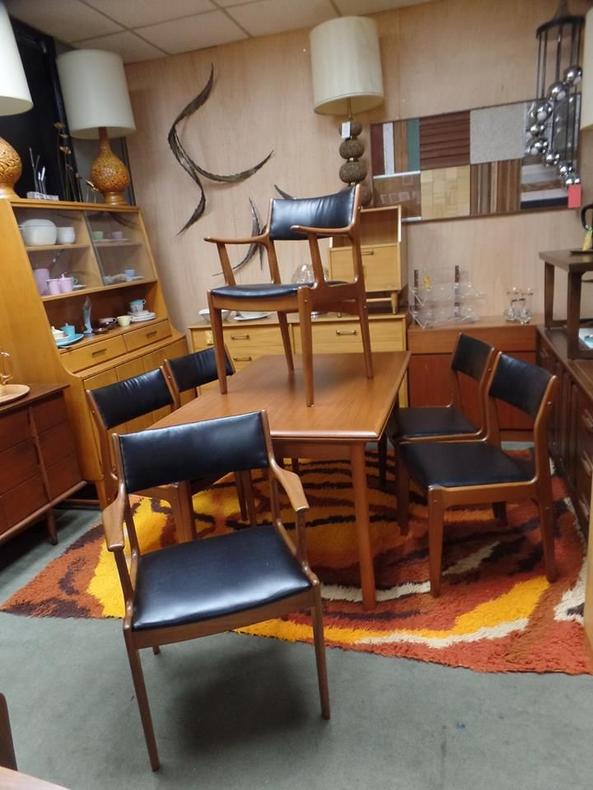 Set of 6 Danish Modern teak dining chairs with new upholstery