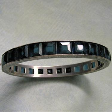Antique Art Deco Sterling Bracelet With Channel Set Rhinestones, Art Deco Sterling Bracelet (#3470) 