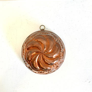 Vintage Copper Tin Jello Mold w/ Swirl Design 