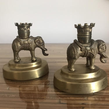 Vintage brass elephant candleholders 